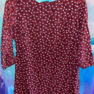 Floral maroon thigh high quarter sleeve dress